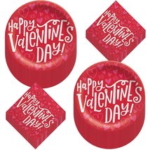 HOME &amp; HOOPLA Valentine&#39;s Day Party Love Notes Round Paper Dinner Plates... - £16.53 GBP