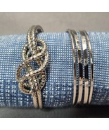 Silver-tone Cuff Bracelets Shiny Hammered &amp; Sparkly Twisted Knot Fashion... - £17.13 GBP