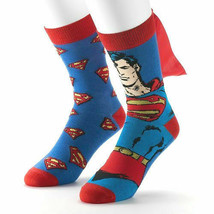 2 Pairs DC Comics Superman Socks with Cape and Symbol Men&#39;s Sock Size 10... - £7.77 GBP