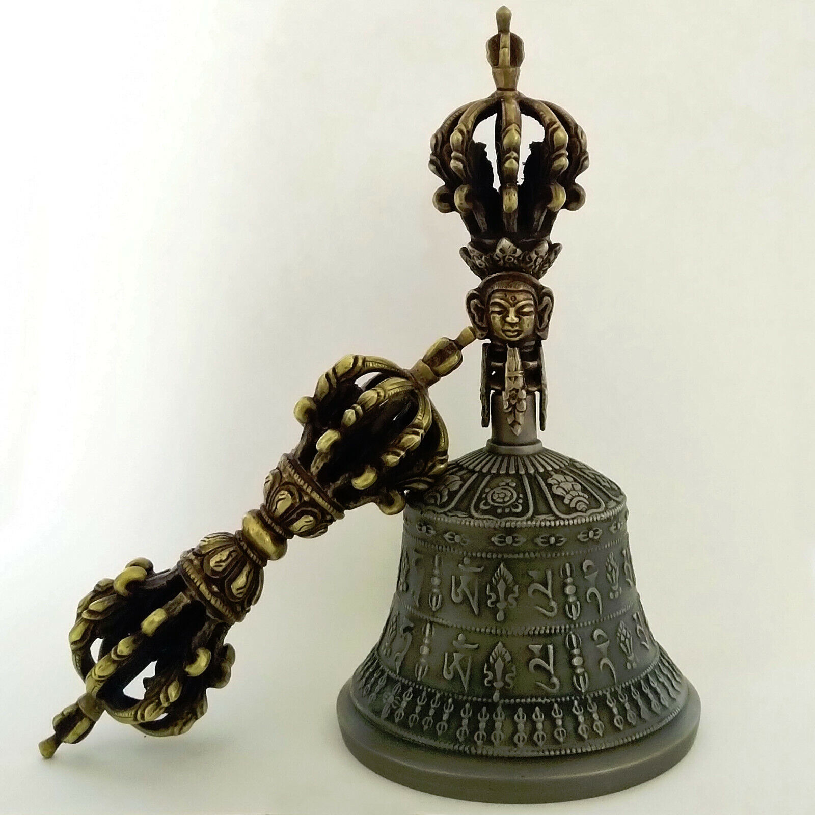 Primary image for Tibetan Buddhist 9 Pronged Bronze Bell 7.5" and Vajra /Dorje (Medium) - Nepal