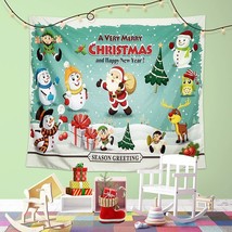Christmas Tapestry Wall Hanging, Christmas Tree Santa Claus Reindeer  (59&quot;x51&quot;) - £11.34 GBP