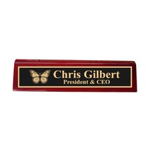 Desk Wedge Name Plate - PERSONALIZED - Butterfly - 11 Inches (Rosewood P... - $43.11