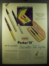 1950 Parker 51 Pen Ad - Parker 51 with the remarkable aero-metric ink system - £14.53 GBP