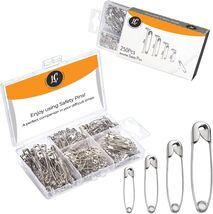 250 Pack Safety Pins by Luxurecourt, 4 Assorted Sizes of Durable, Silver... - $11.88