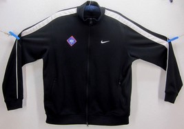 Nike Men&#39;s Zip Up Polyester Track Jacket Size Xl Black White Stripe &quot;Mbc&quot; Patch - £16.60 GBP