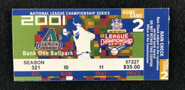 Arizona Diamondbacks vs Braves Ticket Stub 2001 NLCS Home Game 2 Glaivine Win 11 - £15.78 GBP
