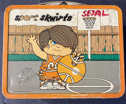 Vintage Lunch Box Sport Skwirts 1972 Willie Dribble Sally Serve Basketball Metal - £18.37 GBP