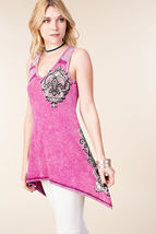 Long Fuchsia Tank with Sparkily Stones Design by Vocal  Apparel S, M, L, XL - £28.58 GBP+