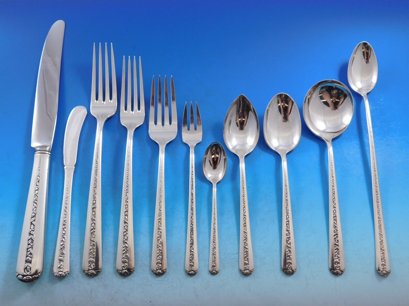Rambler Rose by Towle Sterling Silver Flatware Set for 12 Dinner Service 148 pcs - $8,811.00