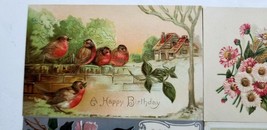 Six 1910 Postcards Birthday Cards Song Birds Doves Robins Embossed P1 - £7.07 GBP