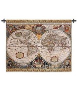 35x45 ANTIQUE MAP GEOGRAPHICA World Tapestry Wall Hanging  - £108.54 GBP