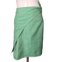Courage My Love Jeanswear 80s Green Denim Full Wrap Skirt Size L Vintage USA - £15.16 GBP