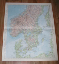 1955 Vintage Map Of Scandinavia Denmark Norway Sweden Baltic / Scale 1:2.500,000 - £23.86 GBP