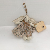 Vintage country shabby chic small  stuffed hanging bunny rabbit  kitchen... - $19.75