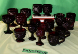 17 Piece Ruby Red Avon Cape Cod Goblets glassware Cordial Tumbler Sugar ... - $113.84