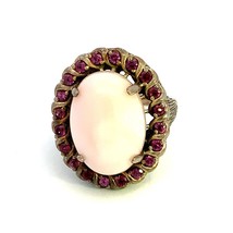 Vintage Sterling Signed 925 CID Clyde Duneier Pink Opal and Kunzite Ring 7 1/2 - £51.59 GBP