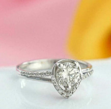 2.20Ct Round Cut Simulated Diamond Solid 14K White Gold Engagement Ring Size 5.5 - £199.11 GBP