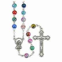 Colored Rosary with Speckled Beads plus two free prayer cards - $11.96