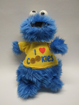 Cookie Monster Stuffed Plush Rattle Toy Applause I love cookies Vtg. 14&quot; - $13.86