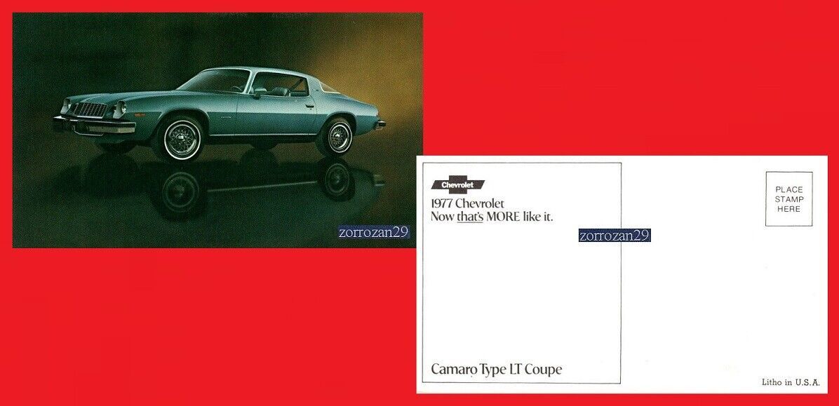 CHEVROLET CAMARO DEL 1977 TIPO LT COUPE FABBRICA CARTOLINA A COLORI... - $6.34