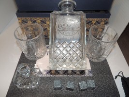Royal Vintage Whiskey Rum Cocktail Decanter and Glasses w/ Rocks CSNB-0310-02C - £36.69 GBP