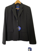Charter Club Petite Women&#39;s size 8P Button Front Lined Blazer Jacket Top Black - £35.96 GBP