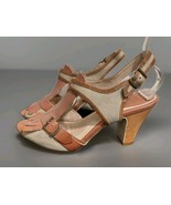 Vintage Style Frye Ramsey Kilte Khaki Tan Leather Canvas Slingback Sanda... - $128.70