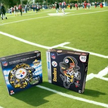 Set Of 2 NFL Pittsburgh Steelers Football Helmet 500 Pc &amp; Giant Floor Pu... - $20.44