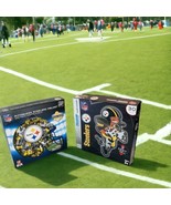 Set Of 2 NFL Pittsburgh Steelers Football Helmet 500 Pc &amp; Giant Floor Pu... - $20.44