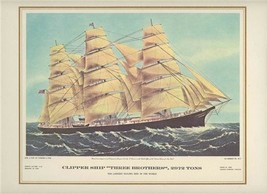 Pan American World Airways Menu Cover Clipper Ship Three Brothers Currier &amp; Ives - £12.46 GBP