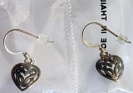 Vintage Avon 925 Sterling Silver Dangle Celtic Knot Heart Hook Earrings NOS Box - £17.97 GBP