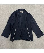 Travelers by Chico&#39;s Cardigan Women&#39;s 2 Navy Blue Front Pockets Acetate ... - $41.86 CAD