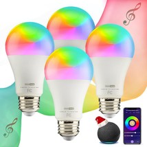 Homevenus Hvs Smart Light Bulbs, 9W Equivalent 60W A19 E26 Rgbw Music, 4 Pack. - $35.97