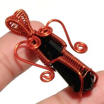 Black Spinel Fashion Wire Wrapped Handcrafted Copper Jewelry Pendant 2.1" SA 535 - £3.18 GBP