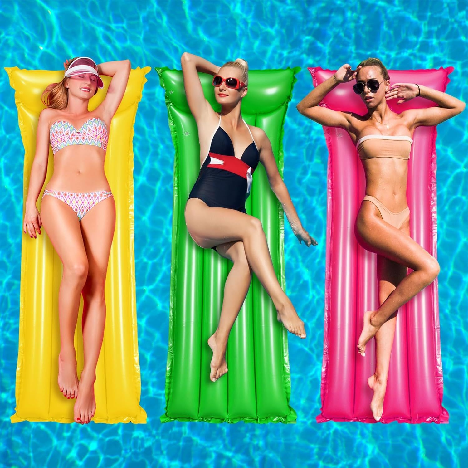3 Pcs Summer Inflatable Pool Float Inflatable Raft Floating Mat Pool, 3 ... - $36.99
