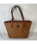 Dooney &amp; Bourke Brown Pebbled Charleston Tote Satchel Bag Medium Double ... - $90.17