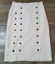 Venus Womens Skirt White Silver Snap Buttons Size 4 Knee Length Business Casual - £25.96 GBP