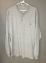 Carhartt Gray  Long Sleeve Loose Fit Logo Pocket 3 Button T Shirt Size XL - $18.68