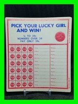 Rare Vintage Pick Your Lucky Girl And Win Push Punch Card 1 Cent To 39 C... - £11.84 GBP