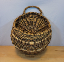 Large Woven Vintage Wicker Basket Hanging Wall Pocket 15” x 13” x 6” Rustic - £19.97 GBP