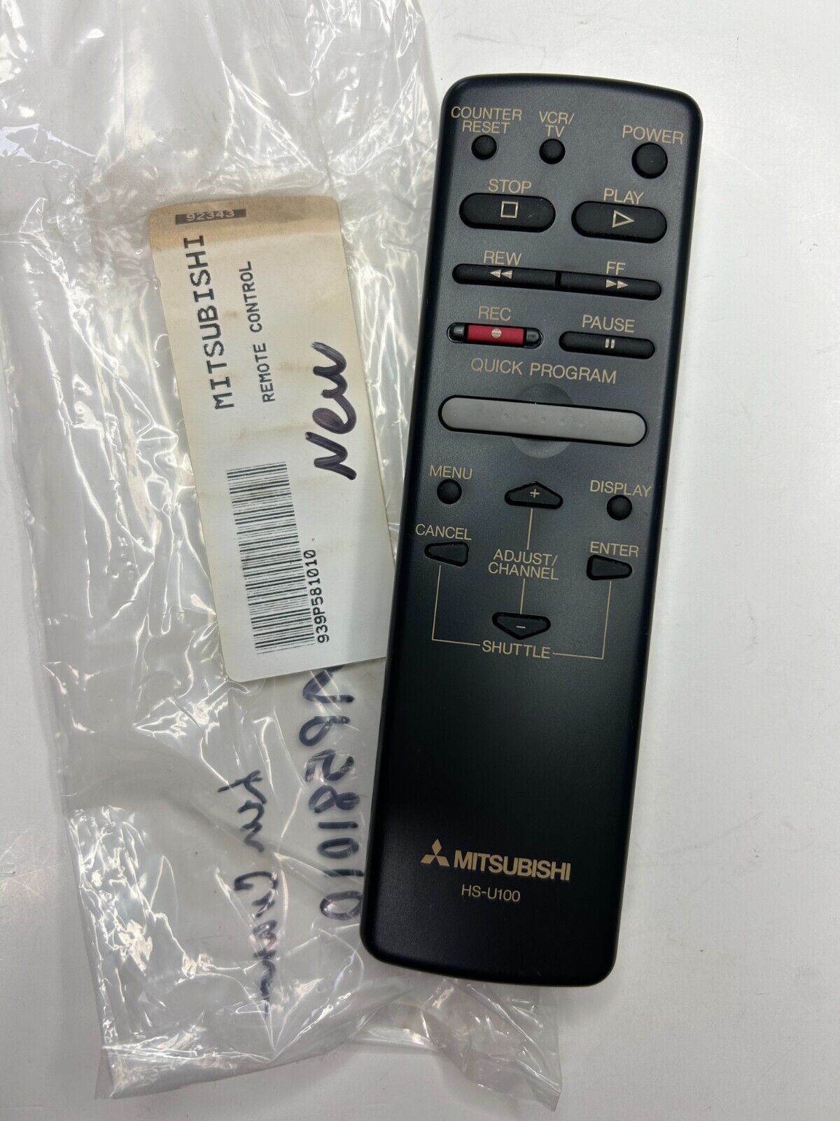 Mitsubishi HS-U100 VCR Remote Control, Black - OEM NOS  			
