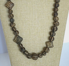 Pumtek Carved Opalized Wood Stone Beads Necklace From Mizoram NE India A... - £151.64 GBP