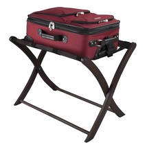 Solid Wood Folding Luggage Rack in Dark Brown Finish with Black Nylon St... - $134.99