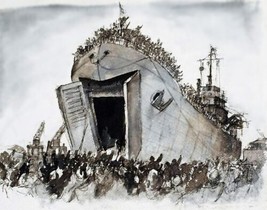 Painting WWII Landing Ship Tank by Hailstone. War Art Repro. Giclee - £6.86 GBP+