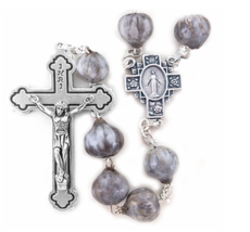 JOBS TEAR SEEDS BEADS WITH MIRACULOUS CENTER ROSARY CROSS CRUCIFIX - $39.99