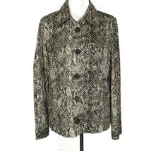 Liz Clairborne Womens Jacket Size 14 Brown Snake Print Button Long Sleeve  - £19.85 GBP
