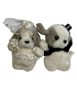 Vintage House of Lloyd 4&quot; Mini Bride and Groom Dog Plush Wedding Couple ... - £16.31 GBP
