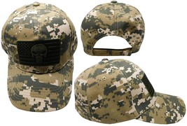 Acu Camo W/ Green &amp; Black Usa Skull Patch Tactical Nra Embroidered Cap Hat - £15.97 GBP