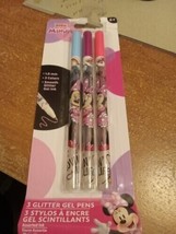 Disney Junior Minnie Mouse Childrens Glitter Gel Pen Set 3Ct New License... - $3.99