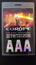 EUROPE - ORIGINAL 3Oth ANNIVERSARY TOUR 2016 LAMINATE BACKSTAGE PASS - $95.00